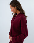 Spanx Vino AirEssentials Vneck Sweatshirt with 4-way stretch, Burgundy relaxed fit sweatshirt for game day