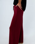 High-rise wide leg burgundy sweatpants, elevated loungewear burgundy loungewear set, comfy and cute outfit for USC game day