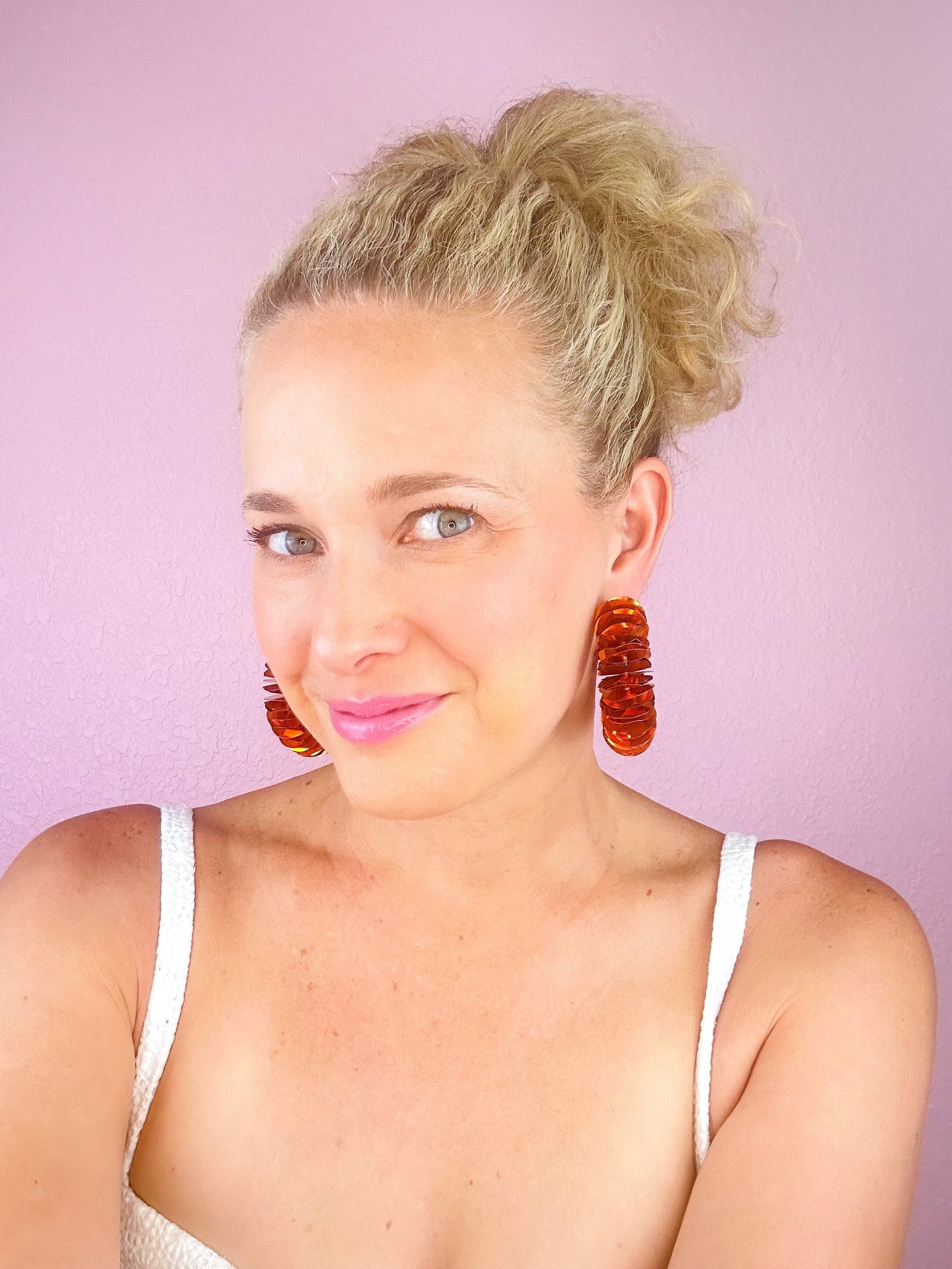 Sparkle &amp; Shine Hoops in Burnt Orange-Jewelry-Rosie + Belle-L. Mae Boutique &amp; Wild Mabel Clothing