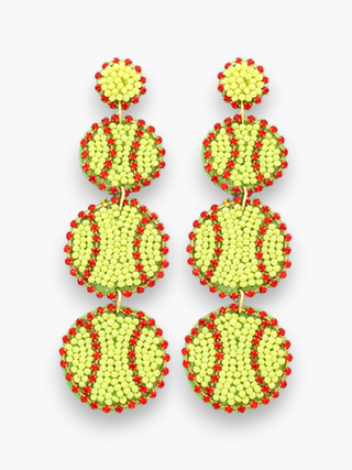 Sporty Chic Softball Earrings-Golden Stella-L. Mae Boutique