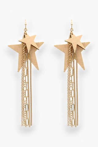 Star & Multi Chain Fringe Dangle Earrings-Jewelry-Golden Stella-L. Mae Boutique & Wild Mabel Clothing