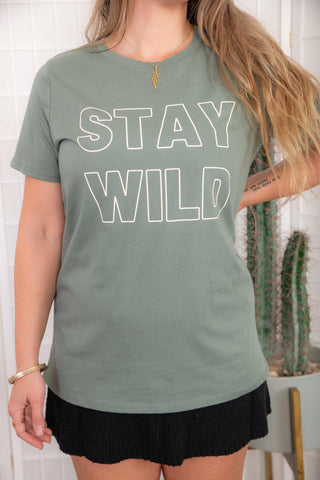 Stay Wild Olive Graphic Tee-Tres Bien-L. Mae Boutique
