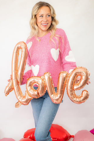 Stole My Heart Pink Heart Sweater-Tops-WishList-L. Mae Boutique & Wild Mabel Clothing