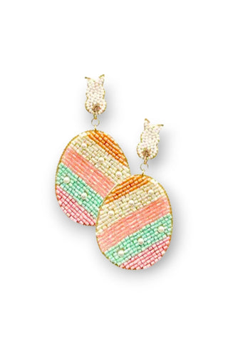Striped Easter Eggs Beaded Earrings-OBX Prep-L. Mae Boutique
