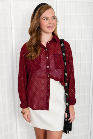 Style Update Garnet Long Sleeve Button-Up Top-Tops-She + Sky-L. Mae Boutique & Wild Mabel Clothing