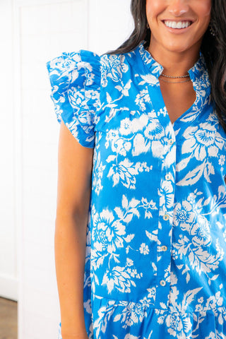 Summer Preview Blue Floral Button Down Dress-Pinch-L. Mae Boutique
