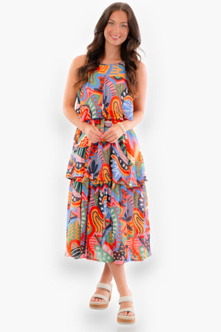 Summer in Rio Abstract Print Midi Dress-Dresses-TCEC-L. Mae Boutique & Wild Mabel Clothing