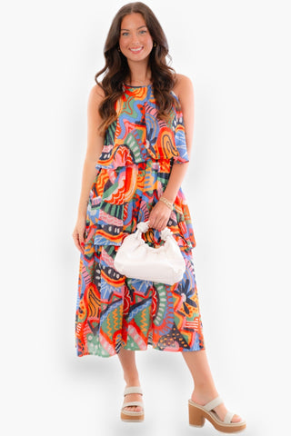 Summer in Rio Abstract Print Midi Dress-Dresses-TCEC-L. Mae Boutique & Wild Mabel Clothing