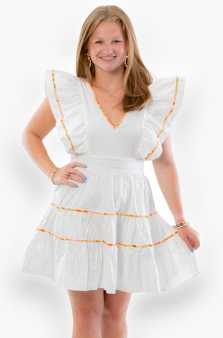 Sunset Summer White Ruffle Dress-Dresses-TCEC-L. Mae Boutique & Wild Mabel Clothing