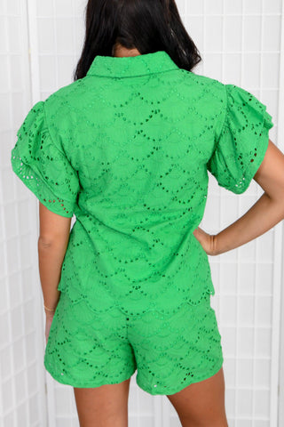 Sweeter than Ever Green Eyelet Lace Top-Fanco-L. Mae Boutique