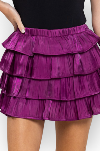 Sweetly Gameday Purple Ruffled Mini Skirt-Bottoms-TCEC-L. Mae Boutique & Wild Mabel Clothing