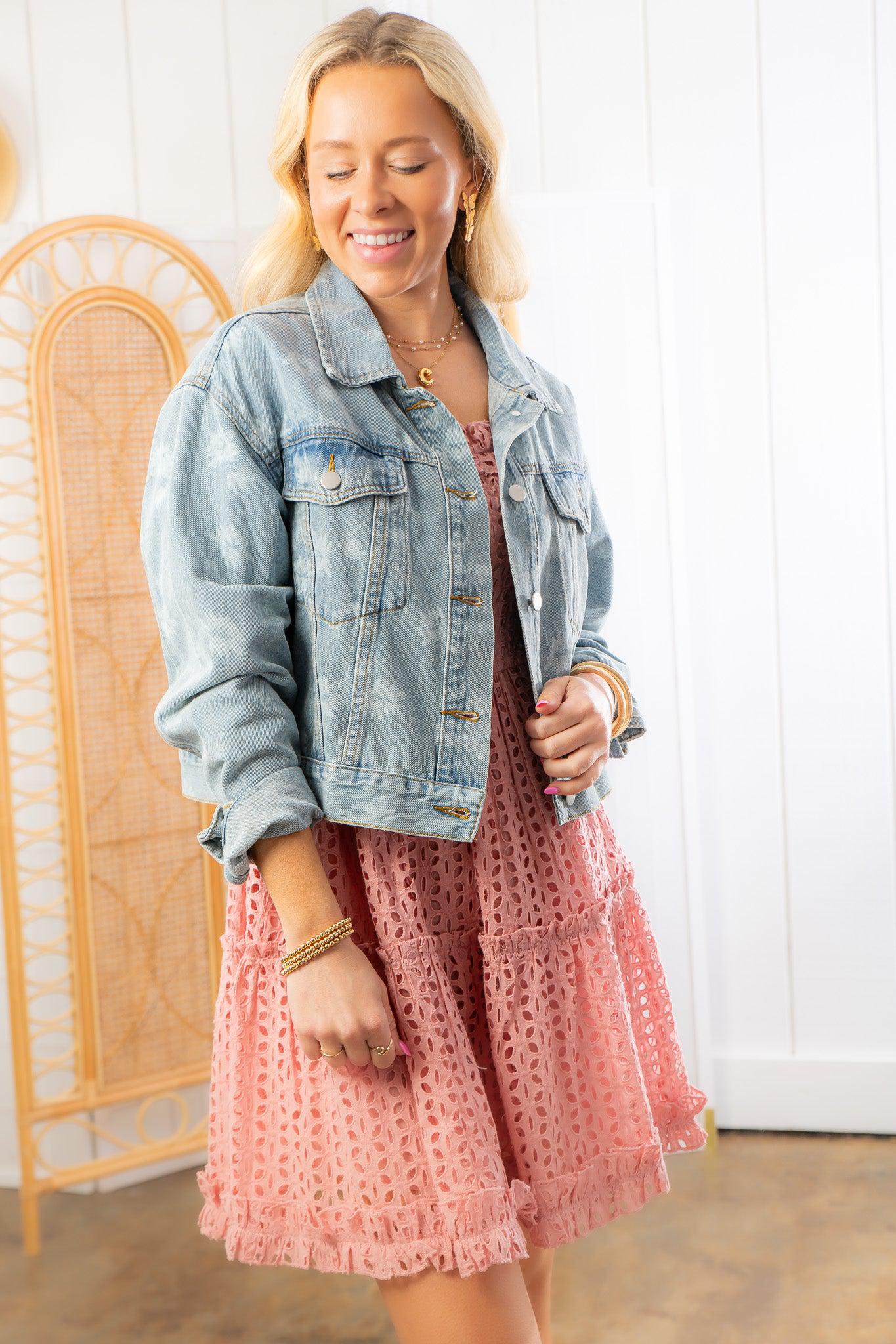 Swept Away Floral Printed Denim Jacket-Outerwear-Hem &amp; Thread-L. Mae Boutique &amp; Wild Mabel Clothing