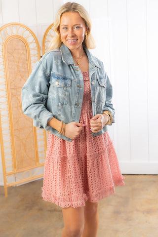 Swept Away Floral Printed Denim Jacket-Outerwear-Hem & Thread-L. Mae Boutique & Wild Mabel Clothing