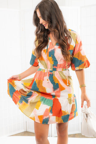 THML Alexa Paint Stroke Dress-THML-L. Mae Boutique
