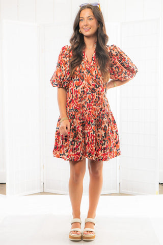 THML Azalea Puff Sleeve Dress-Dresses-THML-L. Mae Boutique & Wild Mabel Clothing