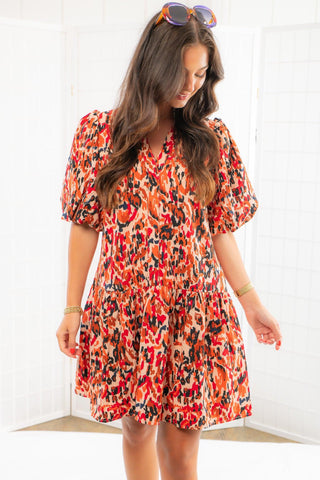 THML Azalea Puff Sleeve Dress-Dresses-THML-L. Mae Boutique & Wild Mabel Clothing