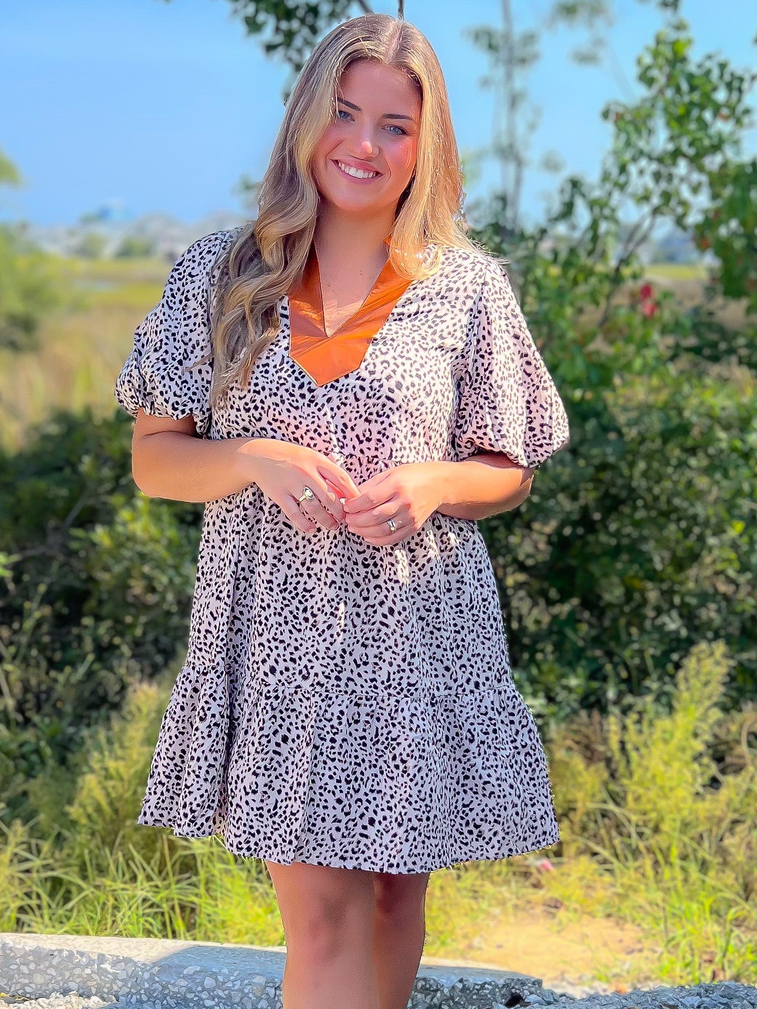 THML Leopard Print Collared Mini Dress-Tops-THML-L. Mae Boutique & Wild Mabel Clothing