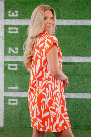 THML Marissa Orange Patterned Dress-Dresses-THML-L. Mae Boutique & Wild Mabel Clothing