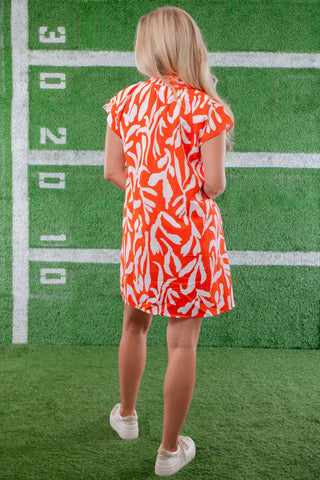 THML Marissa Orange Patterned Dress-Dresses-THML-L. Mae Boutique & Wild Mabel Clothing