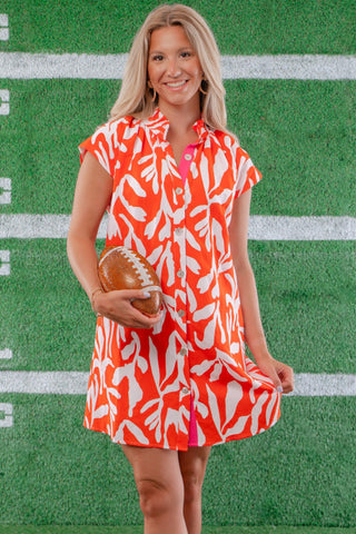 THML Marissa Orange Patterned Dress-Dresses-THML-L. Mae Boutique & Wild Mabel Clothing