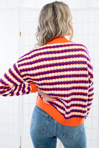 THML Orange & Purple Knit Patterned Sweater-Tops-THML-L. Mae Boutique & Wild Mabel Clothing