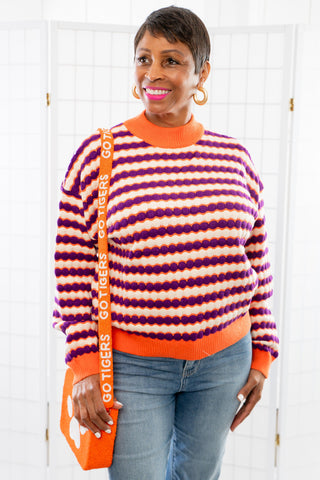 THML Orange & Purple Knit Patterned Sweater-Tops-THML-L. Mae Boutique & Wild Mabel Clothing