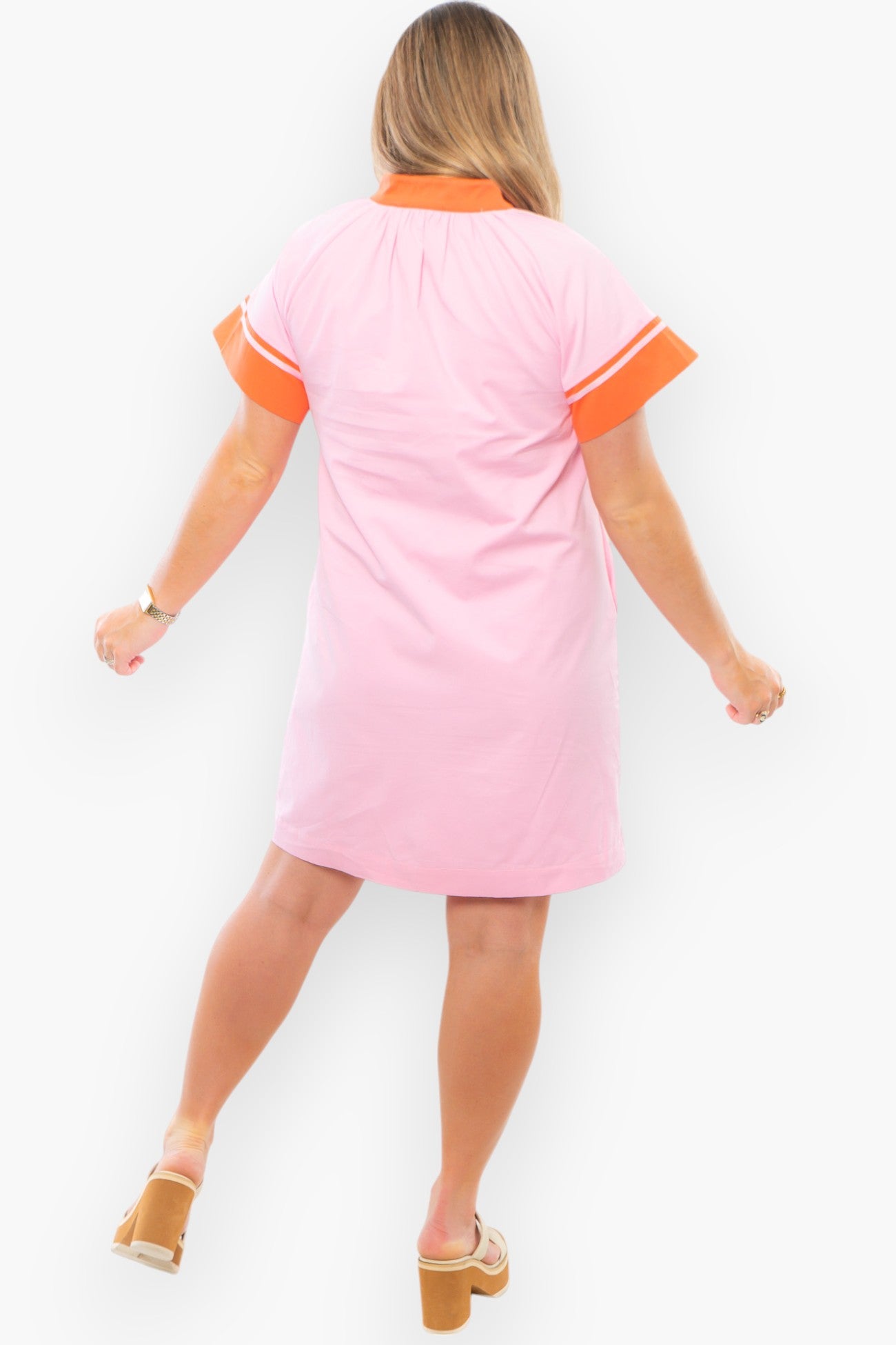 THML Pink &amp; Orange Short Sleeve Dress-Tops-THML-L. Mae Boutique &amp; Wild Mabel Clothing