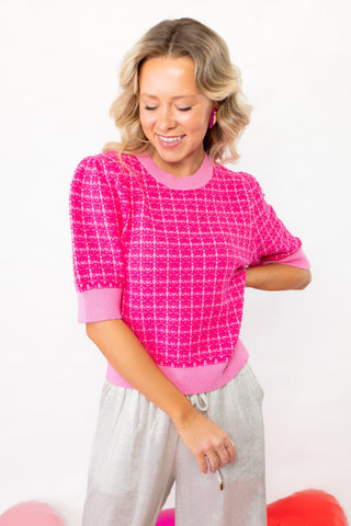 THML Pretty in Pink Textured Sweater-Tops-THML-L. Mae Boutique & Wild Mabel Clothing