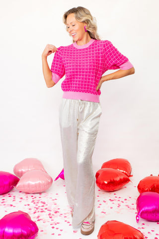 THML Pretty in Pink Textured Sweater-Tops-THML-L. Mae Boutique & Wild Mabel Clothing