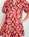 THML Tanya Rust Patterned Puff Sleeve Mini Dress-Dresses-THML-L. Mae Boutique & Wild Mabel Clothing