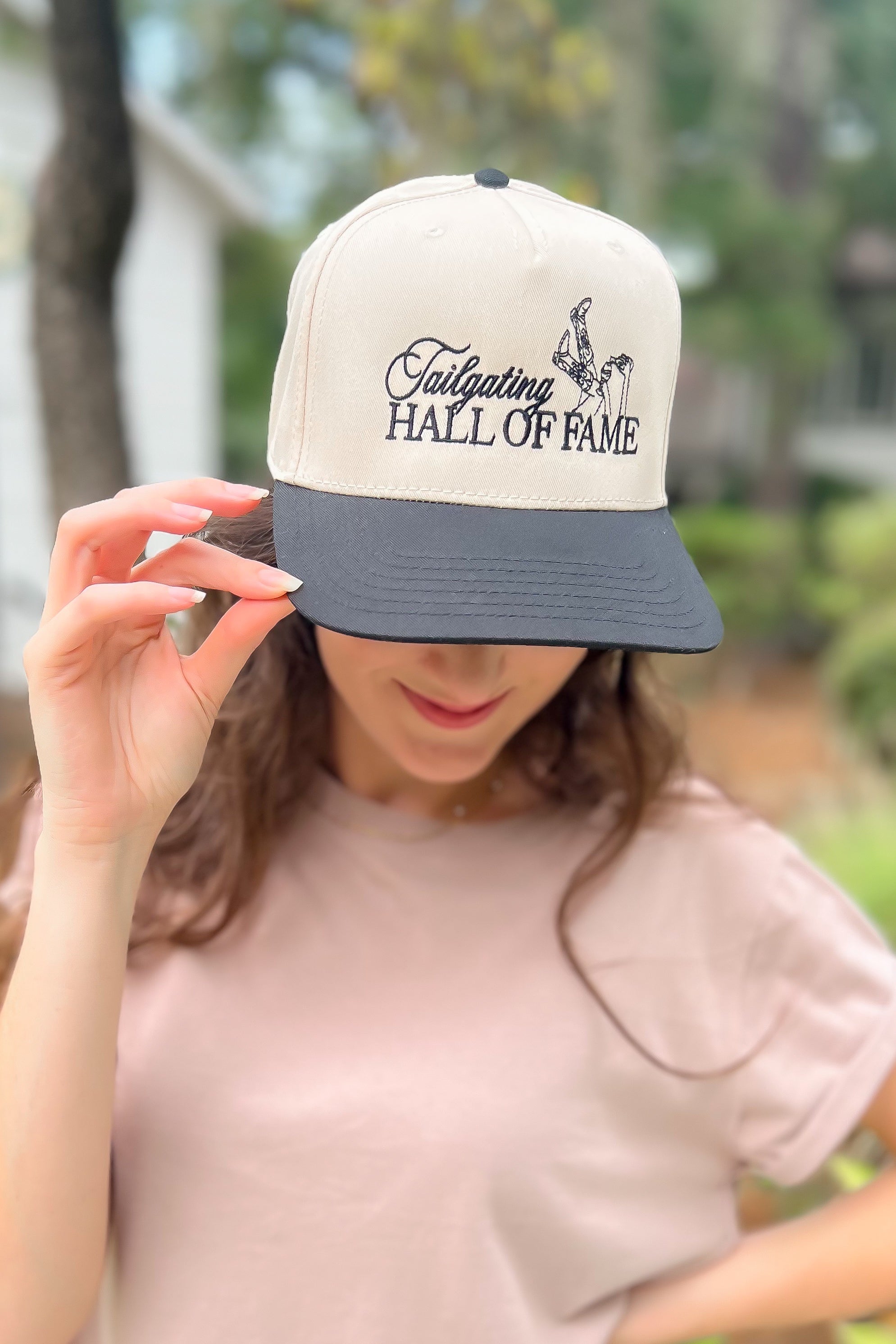 Tailgating Hall of Fame Embroidered Trucker Hat-Accessories-The Happiest-L. Mae Boutique &amp; Wild Mabel Clothing