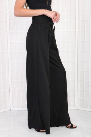 Take The Day Off Black Wide Leg Drawstring Pants-Bottoms-TCEC-L. Mae Boutique & Wild Mabel Clothing