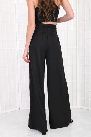 Take The Day Off Black Wide Leg Drawstring Pants-Bottoms-TCEC-L. Mae Boutique & Wild Mabel Clothing