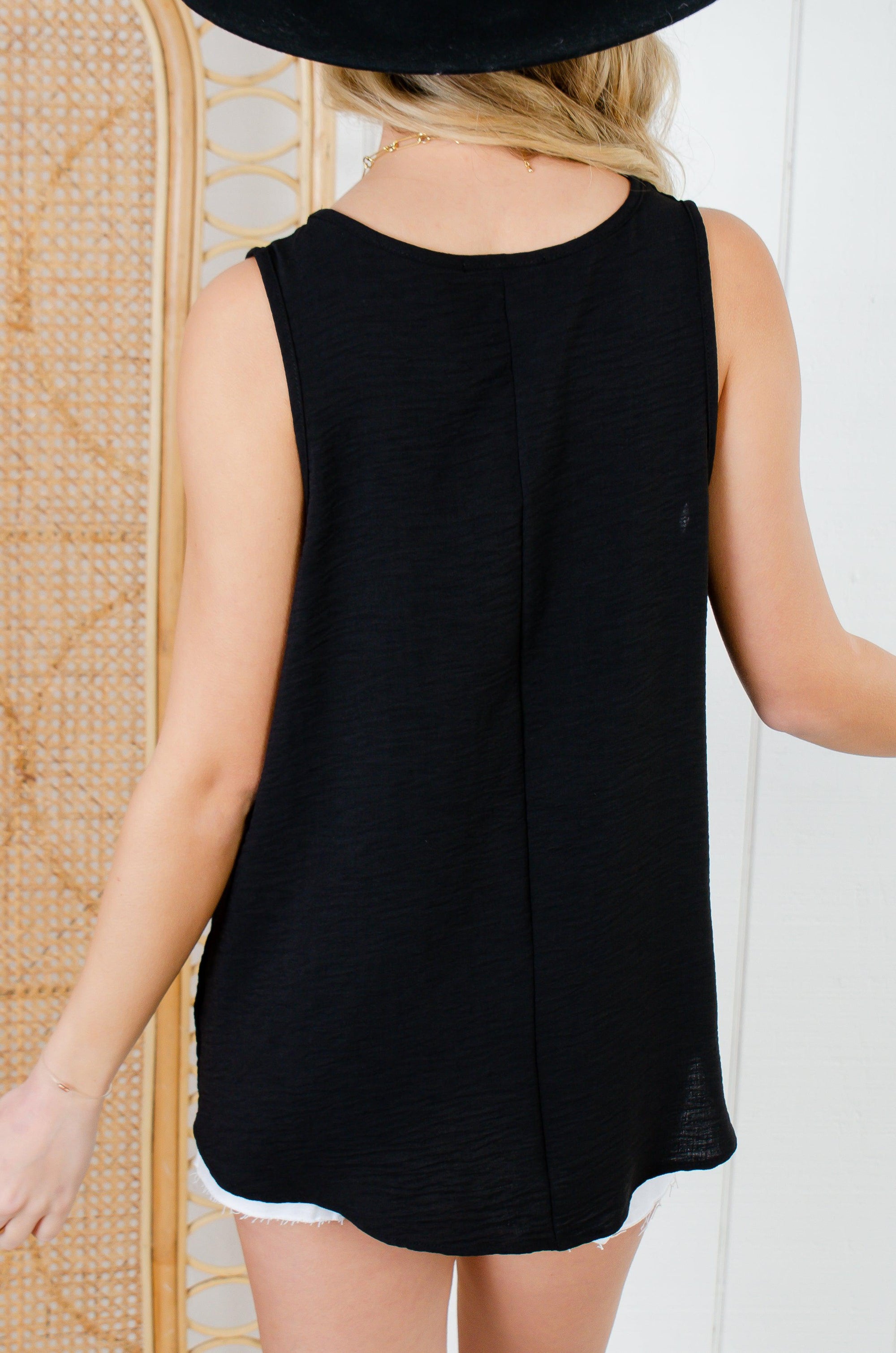 Take Time Black Tank Top-Tops-Tres Bien-L. Mae Boutique &amp; Wild Mabel Clothing