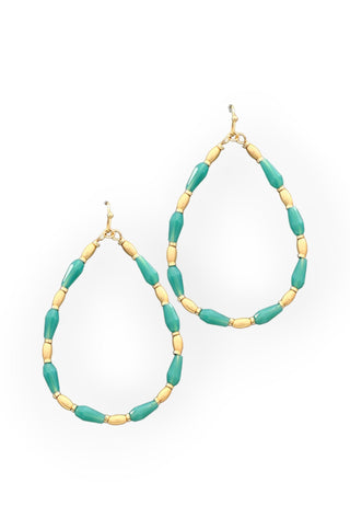 Teal & Gold Teardrop Earrings-Golden Stella-L. Mae Boutique