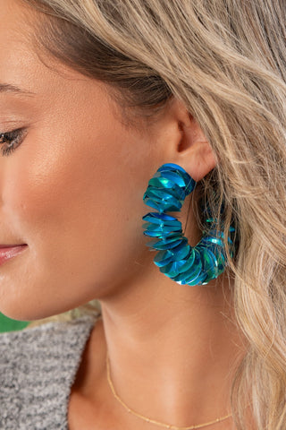 Teal Sparkle & Shine Hoops-Jewelry-Rosie + Belle-L. Mae Boutique & Wild Mabel Clothing