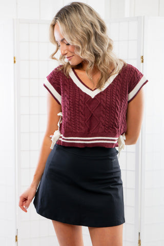 Team Spirit Garnet & White Varsity Cropped Sweater-Tops-day + moon-L. Mae Boutique & Wild Mabel Clothing