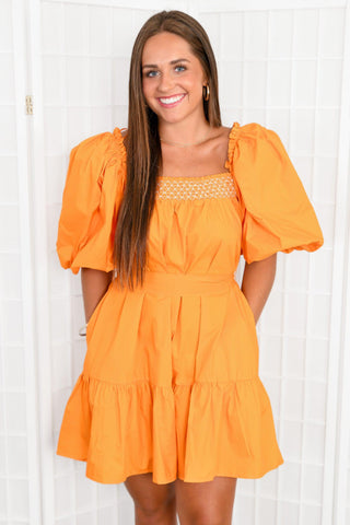 Tennessee Orange Crush Puff Sleeve Dress-Dresses-Sofie the Label-L. Mae Boutique & Wild Mabel Clothing