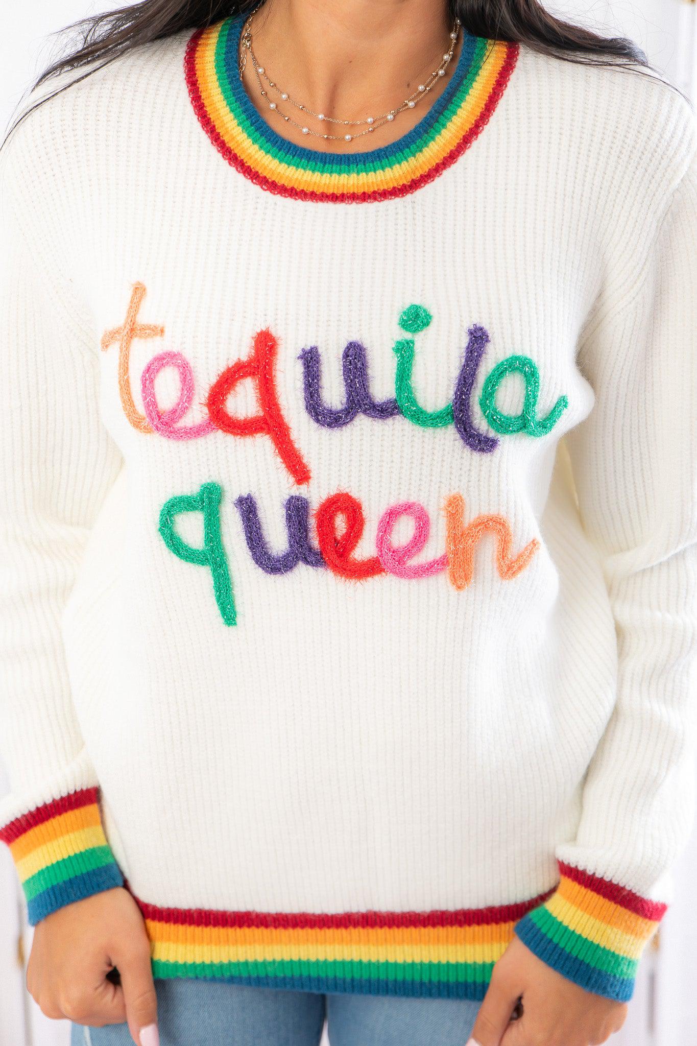 Tequila Queen Sparkle Sweater-Tops-MainStrip-L. Mae Boutique & Wild Mabel Clothing