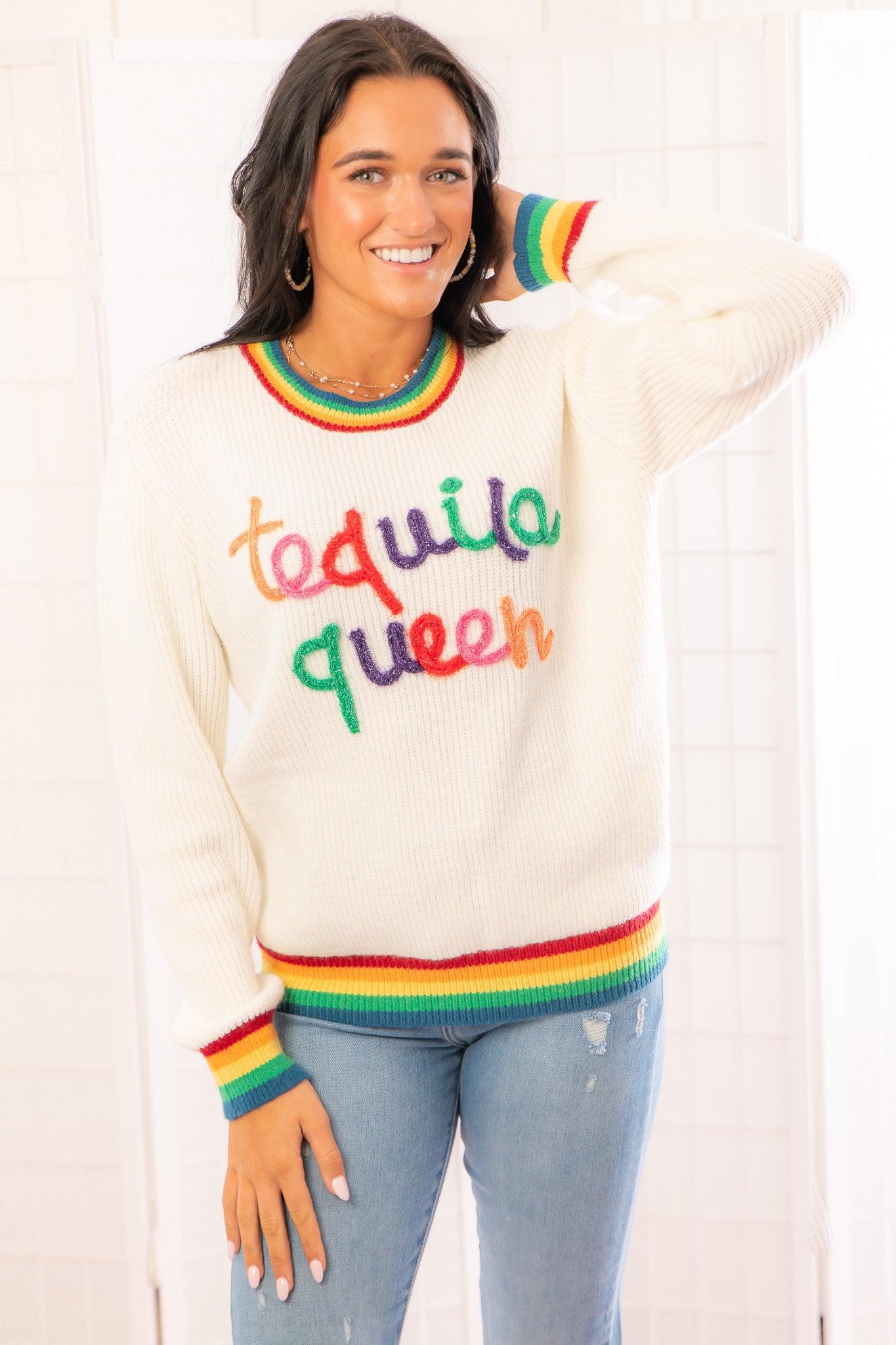 Tequila Queen Sparkle Sweater-Tops-MainStrip-L. Mae Boutique & Wild Mabel Clothing