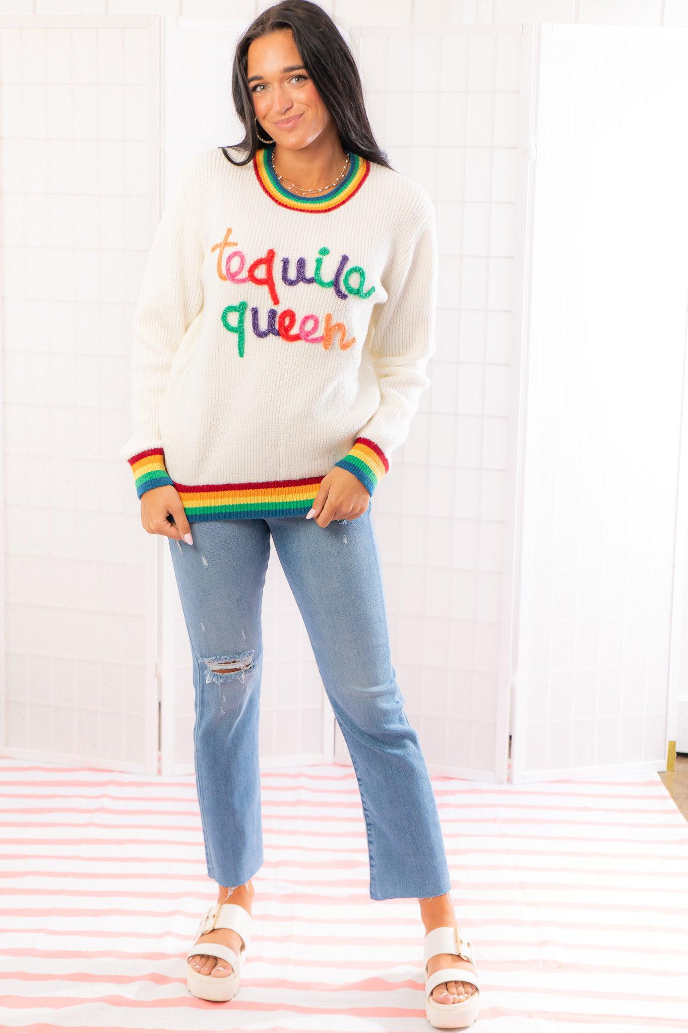 Tequila Queen Sparkle Sweater-Tops-MainStrip-L. Mae Boutique &amp; Wild Mabel Clothing