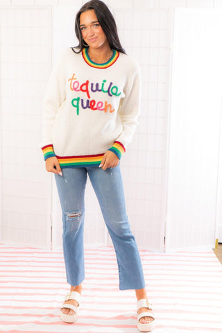 Tequila Queen Sparkle Sweater-Tops-MainStrip-L. Mae Boutique & Wild Mabel Clothing