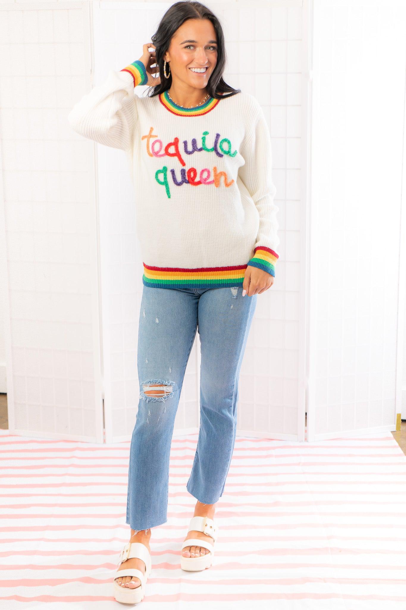 Tequila Queen Sparkle Sweater-Tops-MainStrip-L. Mae Boutique &amp; Wild Mabel Clothing