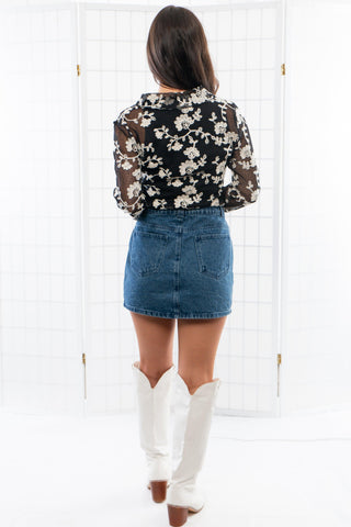 Terra Dark Denim Pocket Mini Skirt-Bottoms-Le Lis-L. Mae Boutique & Wild Mabel Clothing