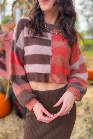 Terracotta Long Sleeve Color Block Striped Sweater-Tops-Le Lis-L. Mae Boutique & Wild Mabel Clothing