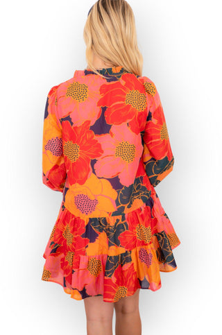 The Cabo V Neck Floral Long Sleeve Dress-J. Marie Collection-L. Mae Boutique