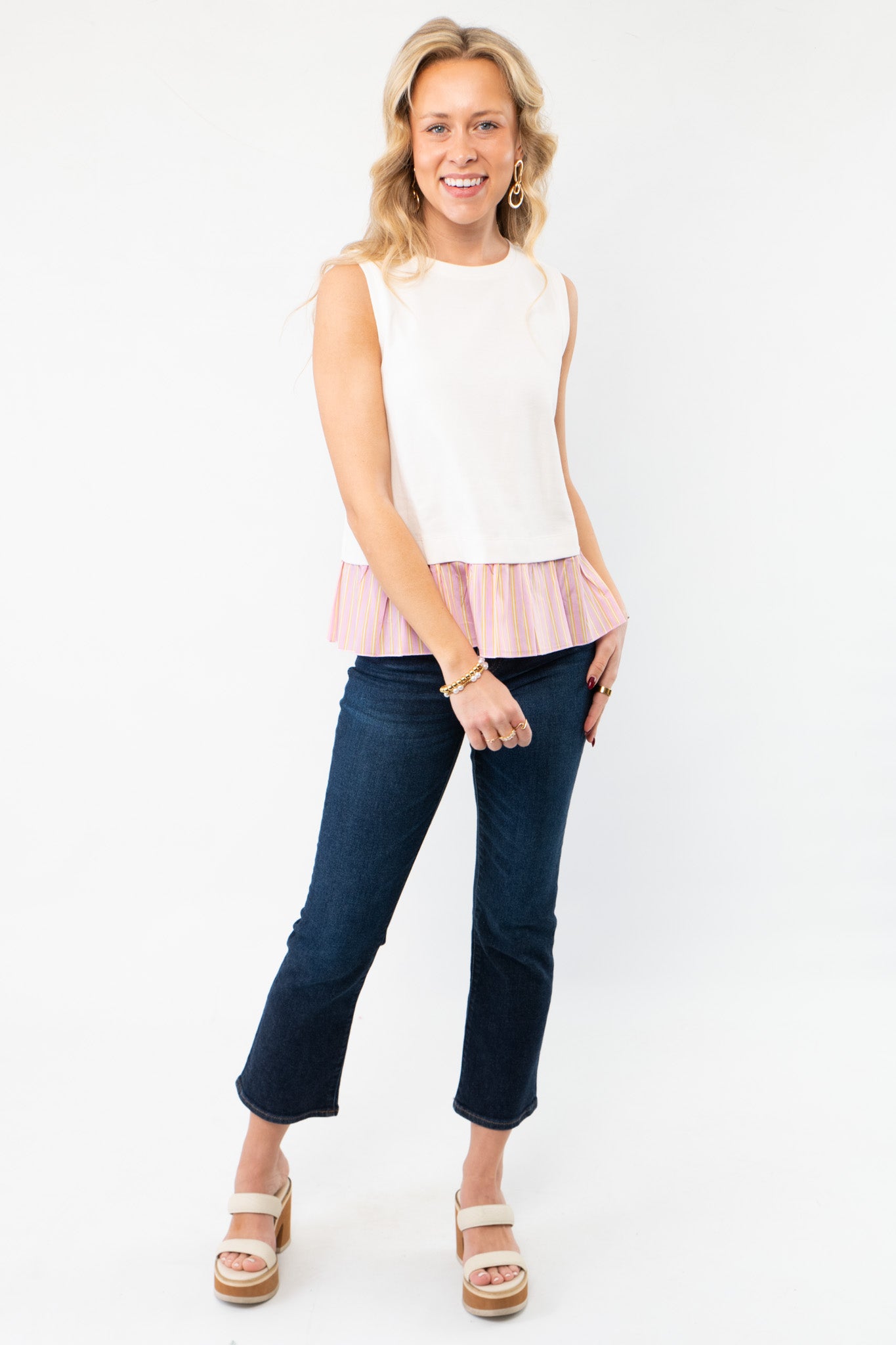 The Fun Of It White &amp; Pink Tank Top-Tops-WishList-L. Mae Boutique &amp; Wild Mabel Clothing