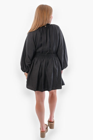 The Good Time Black V Neck Crinkle Mini Dress-Dresses-Entro-L. Mae Boutique & Wild Mabel Clothing