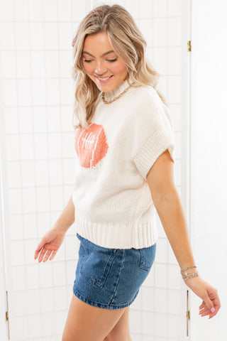 Thinking Big Football Pattern Short Sleeve Sweater-Tops-BiBi-L. Mae Boutique & Wild Mabel Clothing