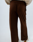 Stylish fall loungewear brown sweatpants for game day, brown sweatpants, wide leg brown pants